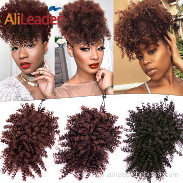 Hair Puff Afro Kinky Curly Ponytail With Bangs